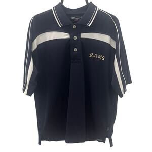 Los Angeles Rams Pro Celebrity Men’s Large Polo Shirt Navy White NFL